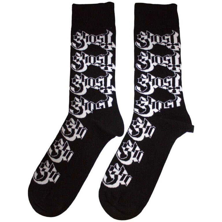 Ghost Logo Pattern (Black) (UK Size 4 – 7) Socks