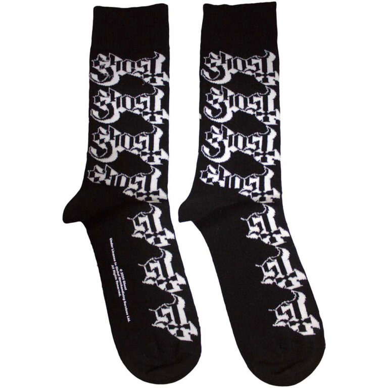 Ghost Logo Pattern (Black) (UK Size 4 – 7) Socks