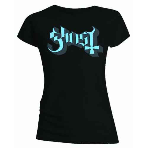 Ghost Blue/Grey Keyline Logo (Black) (Skinny Fit) Ladies T-Shirt