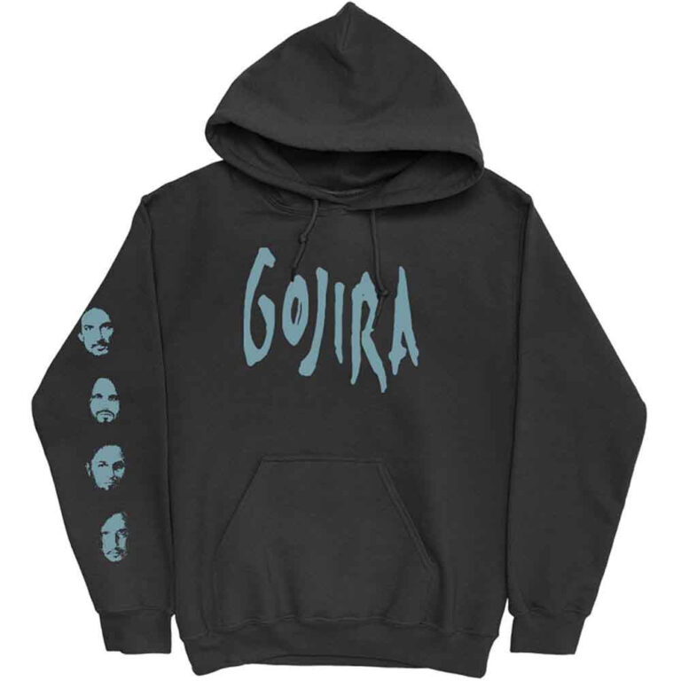 Gojira Fortitude Faces (Black) (Back & Sleeve Print) Pullover Hoodie