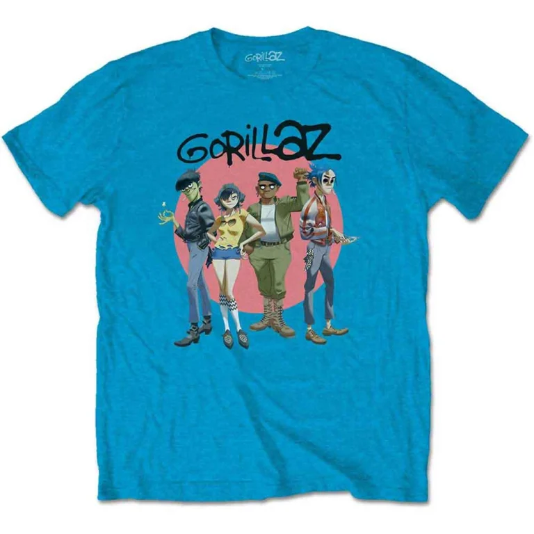 Gorillaz Group Circle Rise (Sapphire Blue) T-Shirt