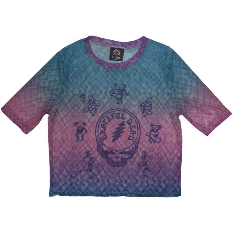 Grateful Dead Ladies Mesh Crop Top: Dead Egyptian Gradient Blue T-Shirt