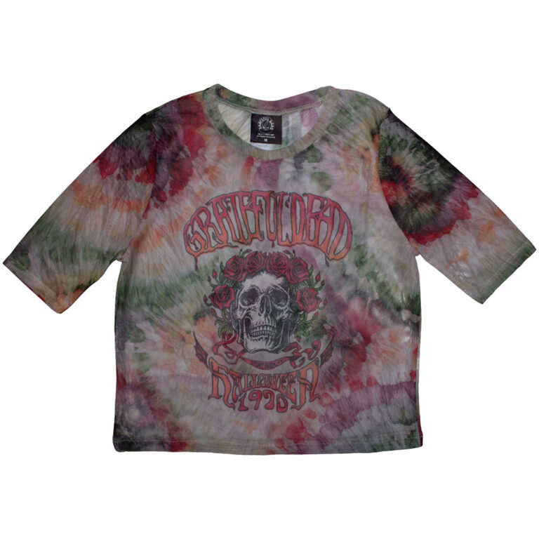 Grateful Dead Ladies Mesh Crop Top: Stony Brook Bertha White T-Shirt