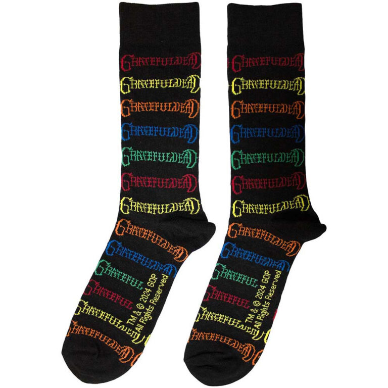 Grateful Dead Coloured Logos Pattern (Black) (UK Size 6 – 11) Socks