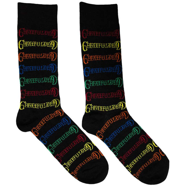Grateful Dead Coloured Logos Pattern (Black) (UK Size 6 – 11) Socks