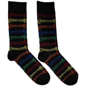 Grateful Dead Unisex Coloured Logos Pattern Black UK Size 6 - 11 Ankle Socks