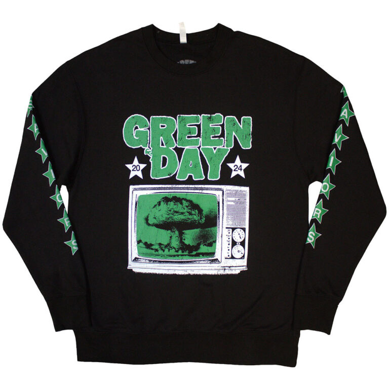 Green Day TV Explosion (Black) (Sleeve Print) Sweatshirt