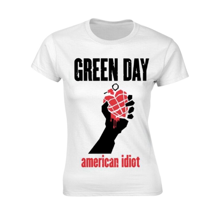 Green Day – American Idiot Heart (white) Front / Back Print Ladies T-Shirt