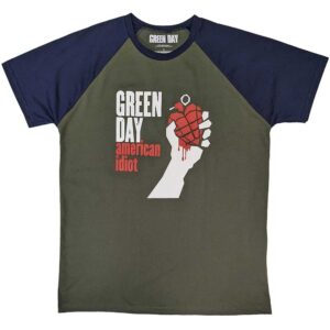 Green Day American Idiot Khaki Green & Navy Blue Raglan T-Shirt