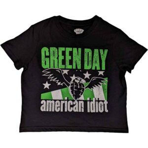 Green Day American Idiot Wings Black Ladies Crop Top