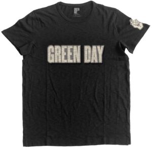 Green Day Logo & Grenade Applique Black Embellished T-Shirt