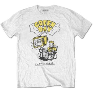 Green Day Longview Doodle White T-Shirt