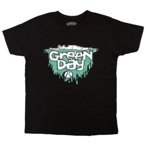 Green Day Sad Smiley Black T-Shirt
