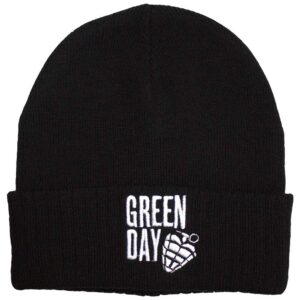 Green Day Unisex Stacked Logo & Grenade Black Beanie Hat