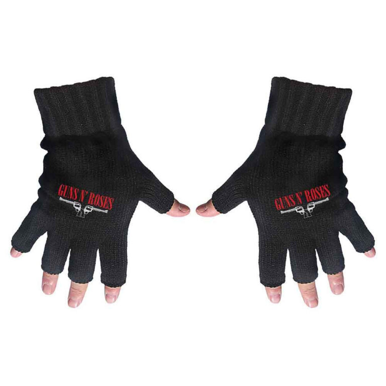 Guns N’ Roses Unisex Logo & Pistols Black Fingerless Gloves