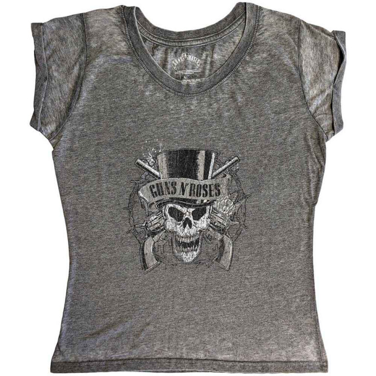 Guns N’ Roses Faded Skull Charcoal Grey LOS Ladies T-Shirt