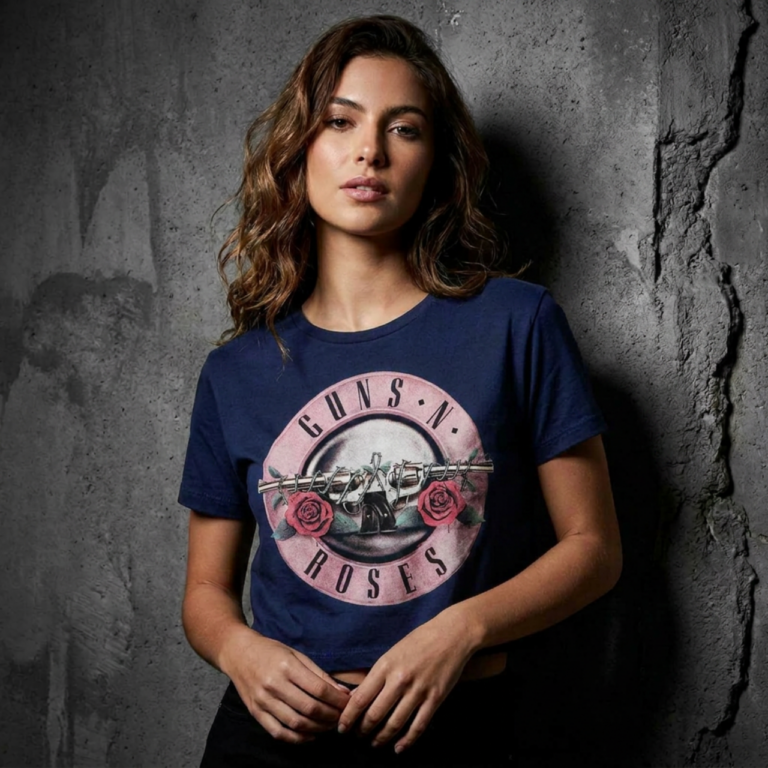 Guns N’ Roses Classic Logo Navy Blue Ladies Crop Top