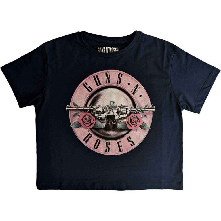 Guns N’ Roses Classic Logo Navy Blue Ladies Crop Top
