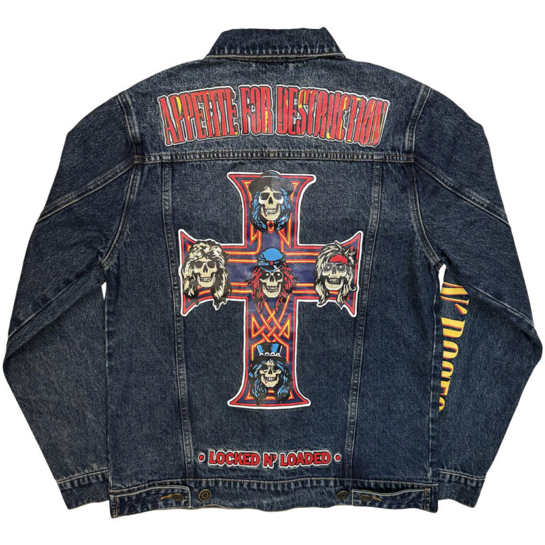 Guns N’ Roses Appetite For Destruction Denim Blue Back & Sleeve Print Denim Jacket