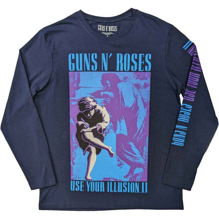 Guns N’ Roses Get In The Ring Tour ’91-’92 Navy Blue Back & Sleeve Print Long Sleeve T-Shirt