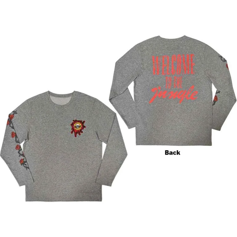 Guns N’ Roses Splatter Seal Grey Back & Sleeve print Long Sleeve T-Shirt