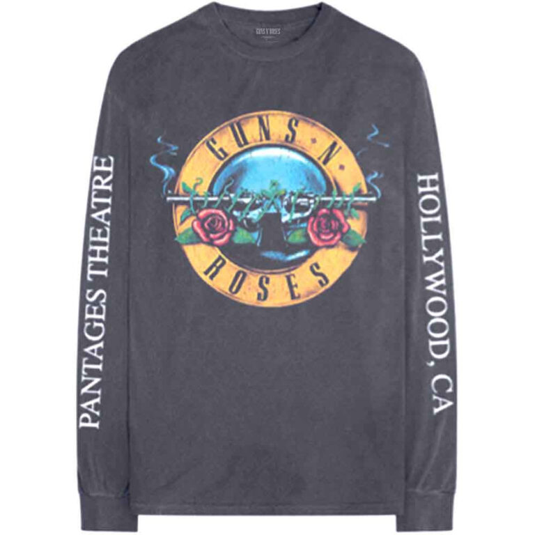 Guns N’ Roses Hollywood Tour Charcoal Grey Back & Sleeve Print Long Sleeve T-Shirt