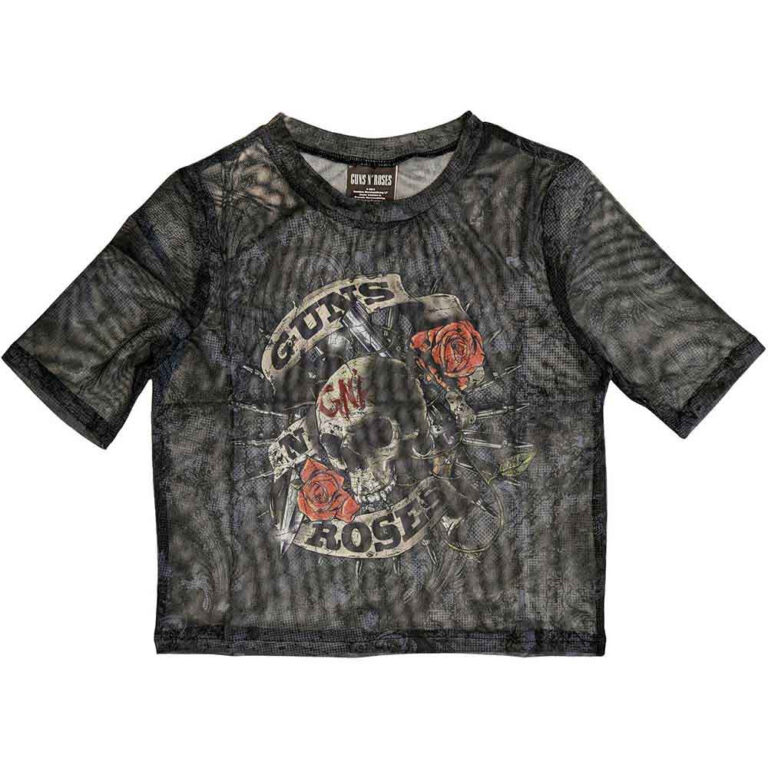 Guns N’ Roses Ladies Mesh Crop Top: Firepower Black T-Shirt