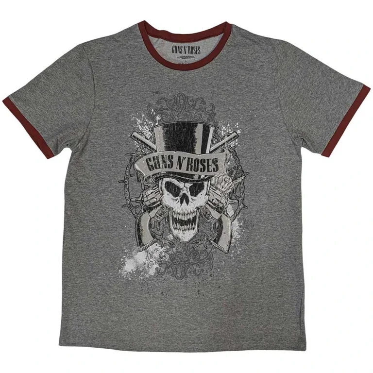 Guns N’ Roses Faded Skull Grey Ringer T-Shirt