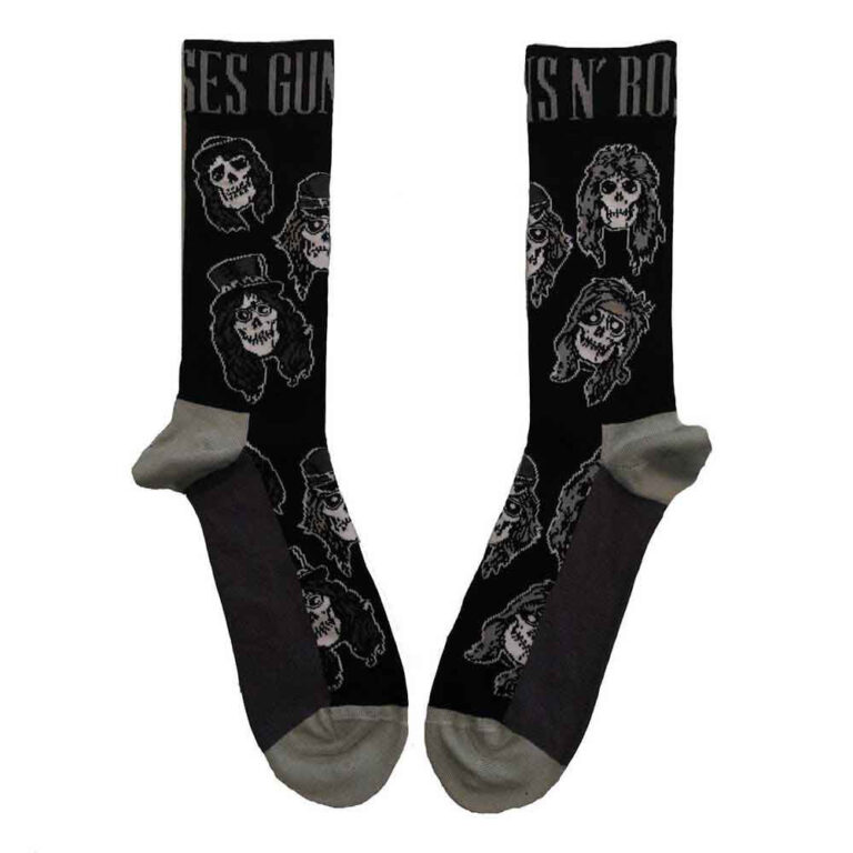 Guns N’ Roses Unisex Skulls Band Monochrome Black UK Size 4 – 7 Socks
