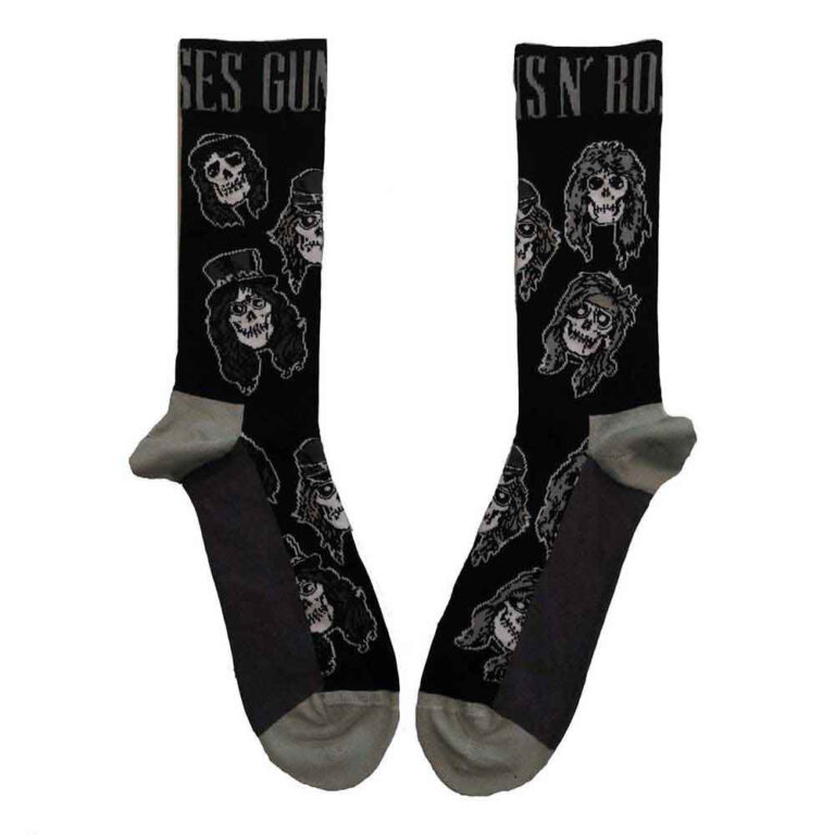 Guns N’ Roses Unisex Skulls Band Monochrome Black UK Size 4 – 7 Socks