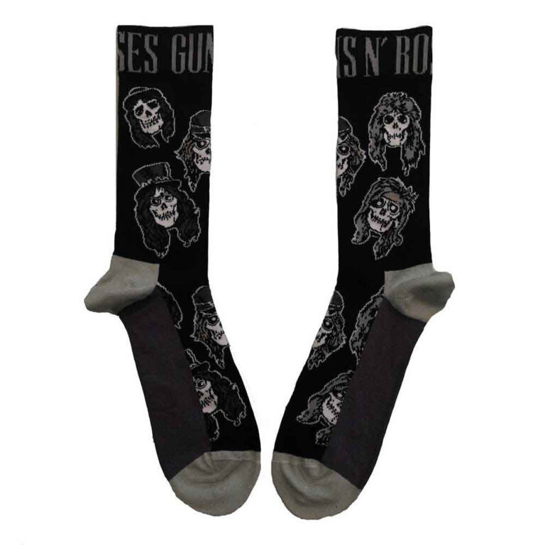 Guns N’ Roses Unisex Skulls Band Monochrome Black UK Size 7 – 11 Socks