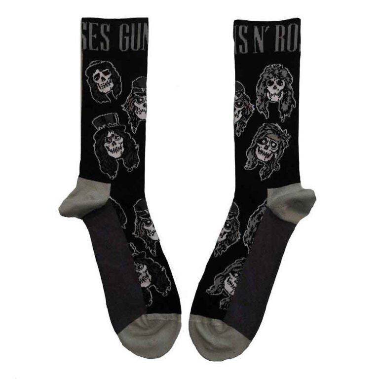 Guns N’ Roses Unisex Skulls Band Monochrome Black UK Size 7 – 11 Socks