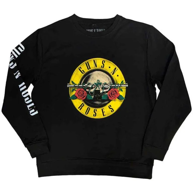 Guns N’ Roses Classic Logo Black Sleeve Print Sweatshirt
