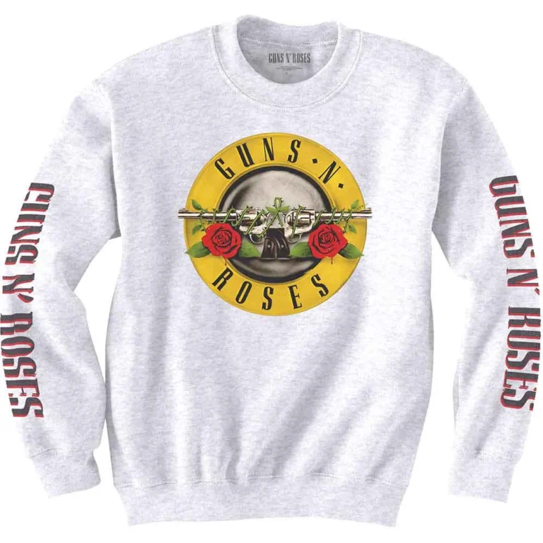 Guns N’ Roses Classic Text & Logos White Sleeve Print Sweatshirt