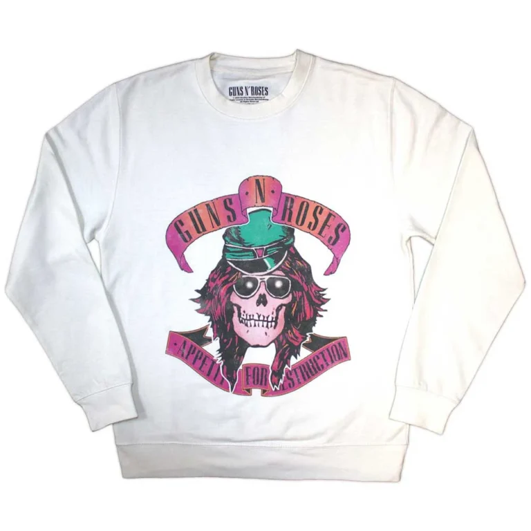 Guns N’ Roses Axl Skull White Oversized Sweatshirt