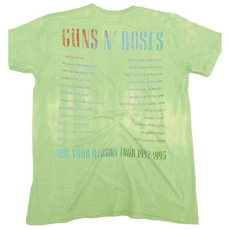 Guns N’ Roses Gradient Use Your Illusion Tour Green Back Print & Wash Collection T-Shirt