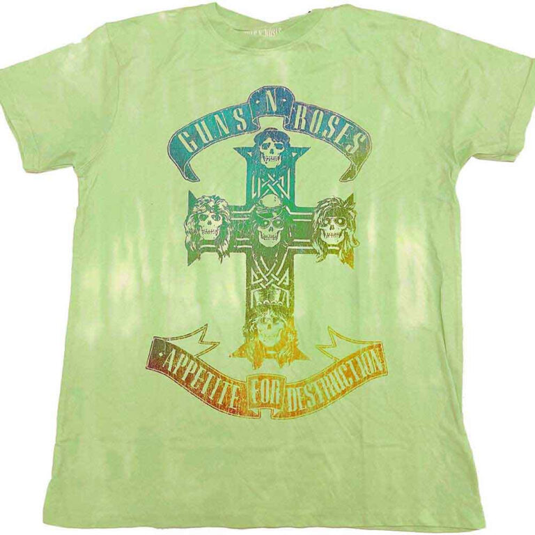 Guns N’ Roses Gradient Use Your Illusion Tour Green Back Print & Wash Collection T-Shirt