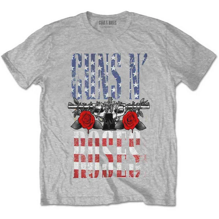 Guns N’ Roses US Flag in Logo Heather Grey T-Shirt