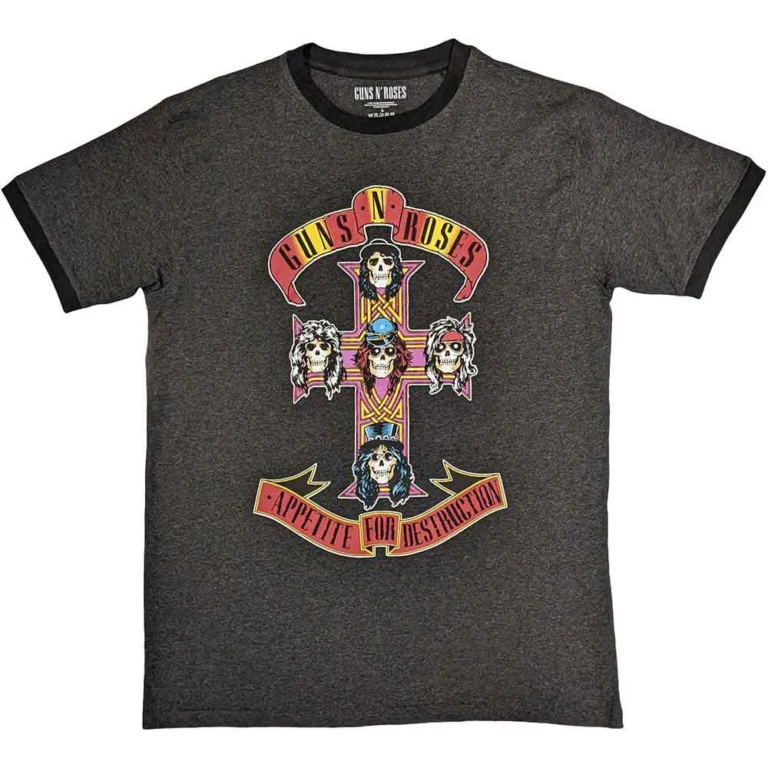 Guns N’ Roses Appetite for Destruction Charcoal Grey Ringer T-Shirt