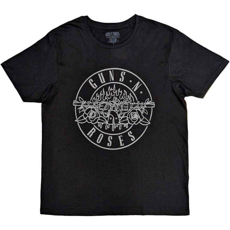 Guns N’ Roses Classic Bullet Mono Black Back Print T-Shirt