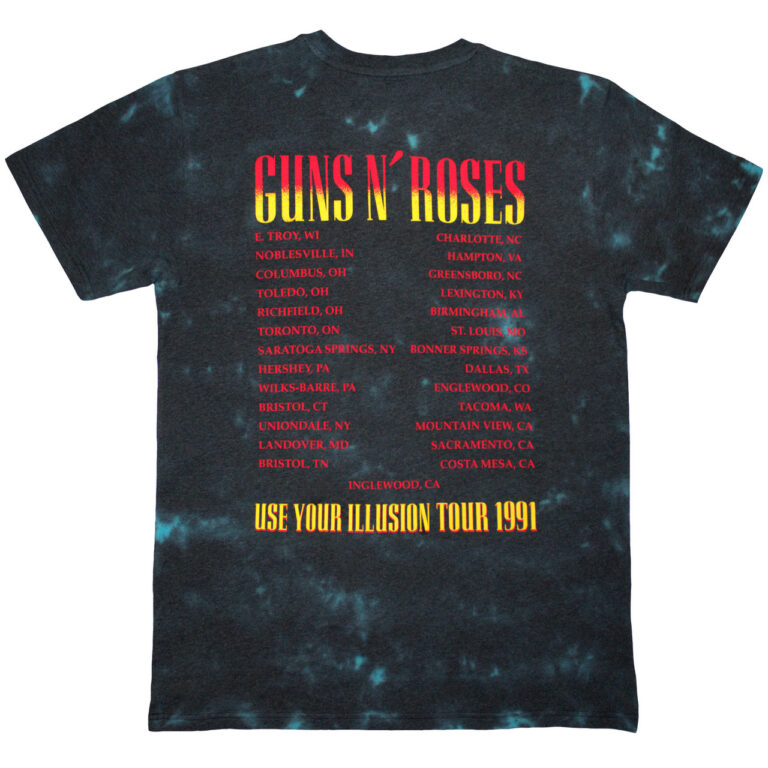 Guns N’ Roses UYI Tour ’91 Black Back Print & Wash Collection T-Shirt