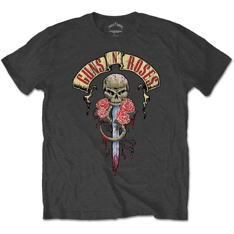 Guns N’ Roses Dripping Dagger Charcoal Grey T-Shirt