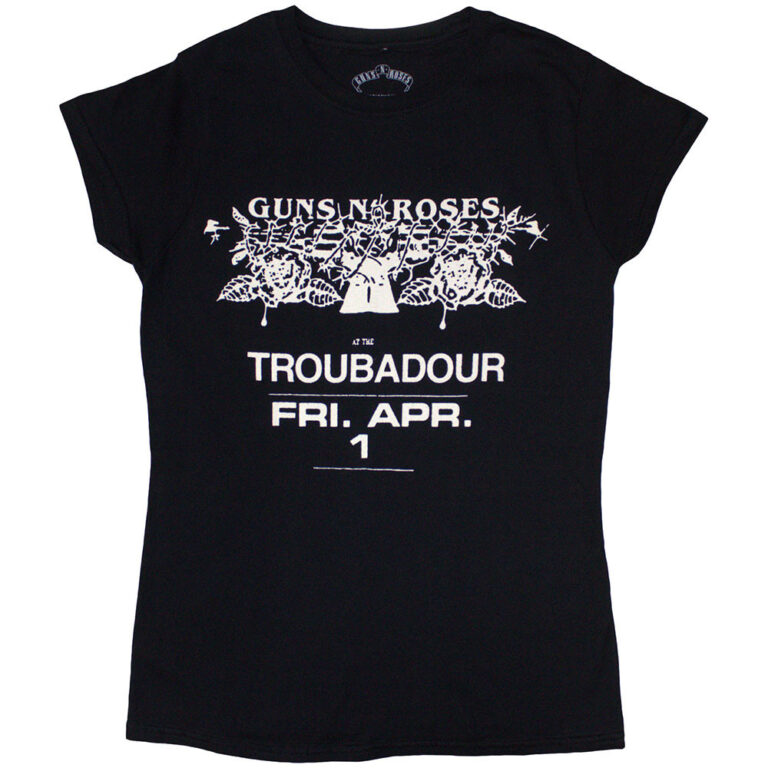 Guns N’ Roses Troubadour Flyer Black Ladies T-Shirt