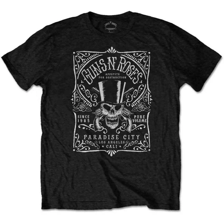 Guns N’ Roses Bourbon Label Black T-Shirt