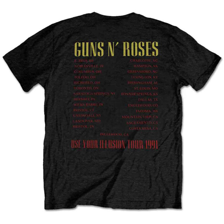 Guns N’ Roses Skull Circle Black Back Print T-Shirt
