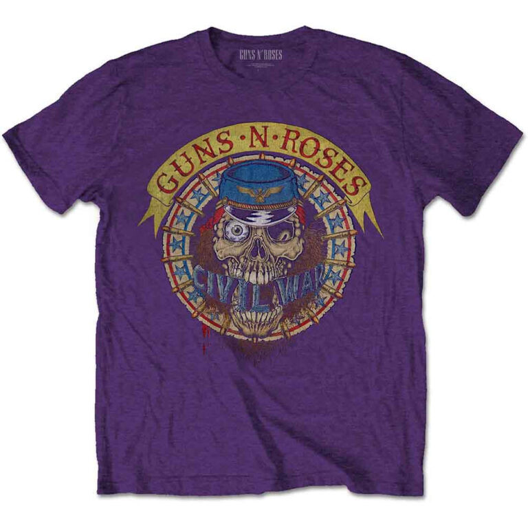 Guns N’ Roses Skull Circle Purple Back Print T-Shirt