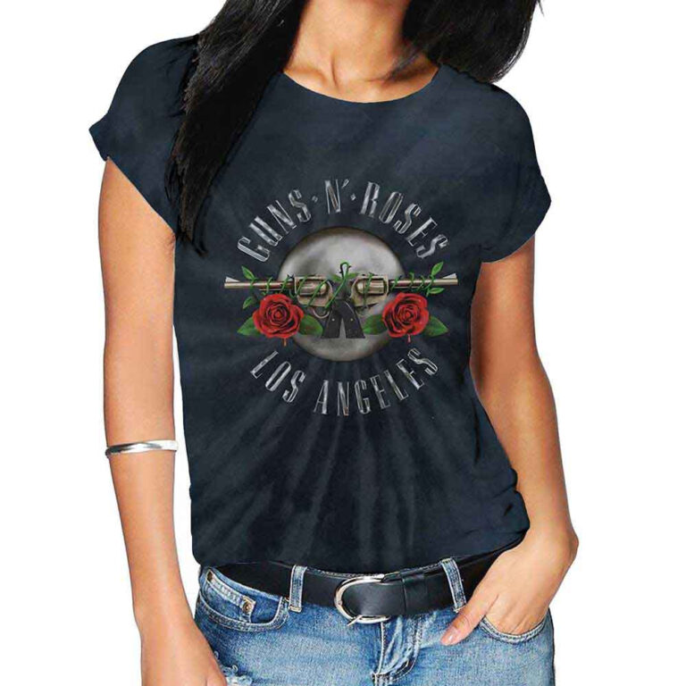 Guns N’ Roses Los Angeles Dip-Dye On Black Wash Collection T-Shirt