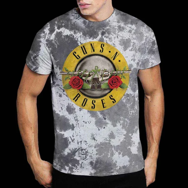 Guns N’ Roses Classic Logo Dip-Dye On White Wash Collection T-Shirt