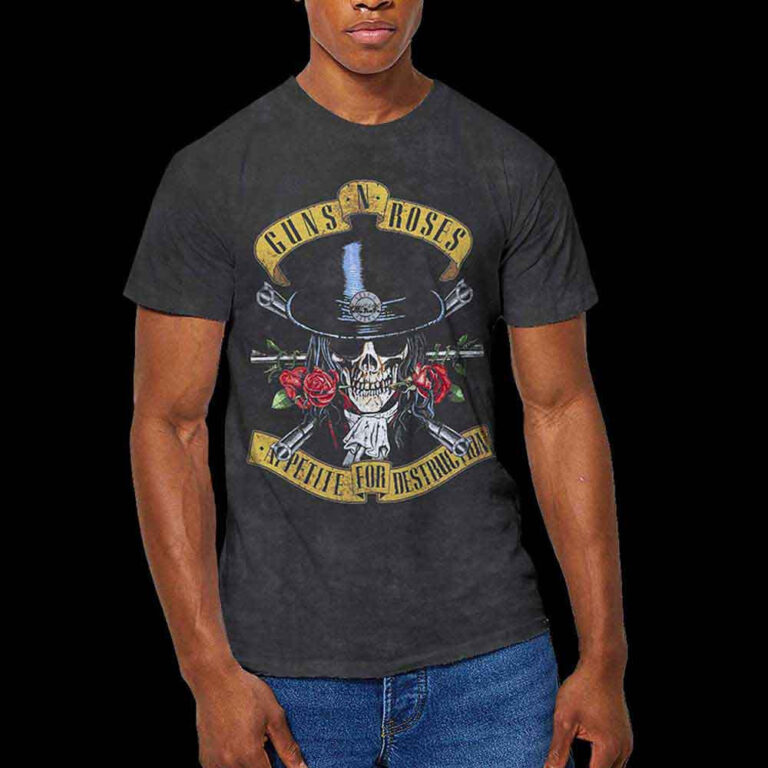 Guns N’ Roses Appetite Washed Dip-Dye On Black Wash Collection T-Shirt