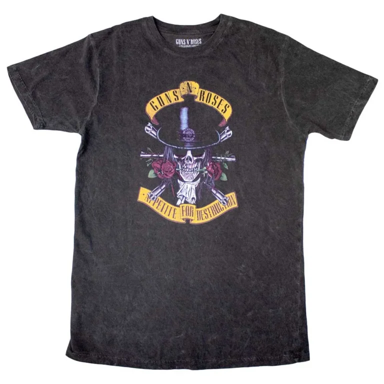 Guns N’ Roses Appetite Washed Dip-Dye On Black Wash Collection T-Shirt